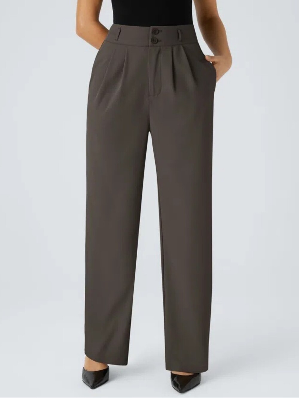 NEW Halara Flex Grey High Waisted Shirred Straight Leg Trouser Pants Size Large